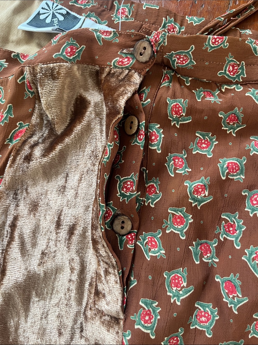 Vintage Phool Bohemian Patchwork Maxi Skirt Green and Brown 2XL - Picture 5 of 6